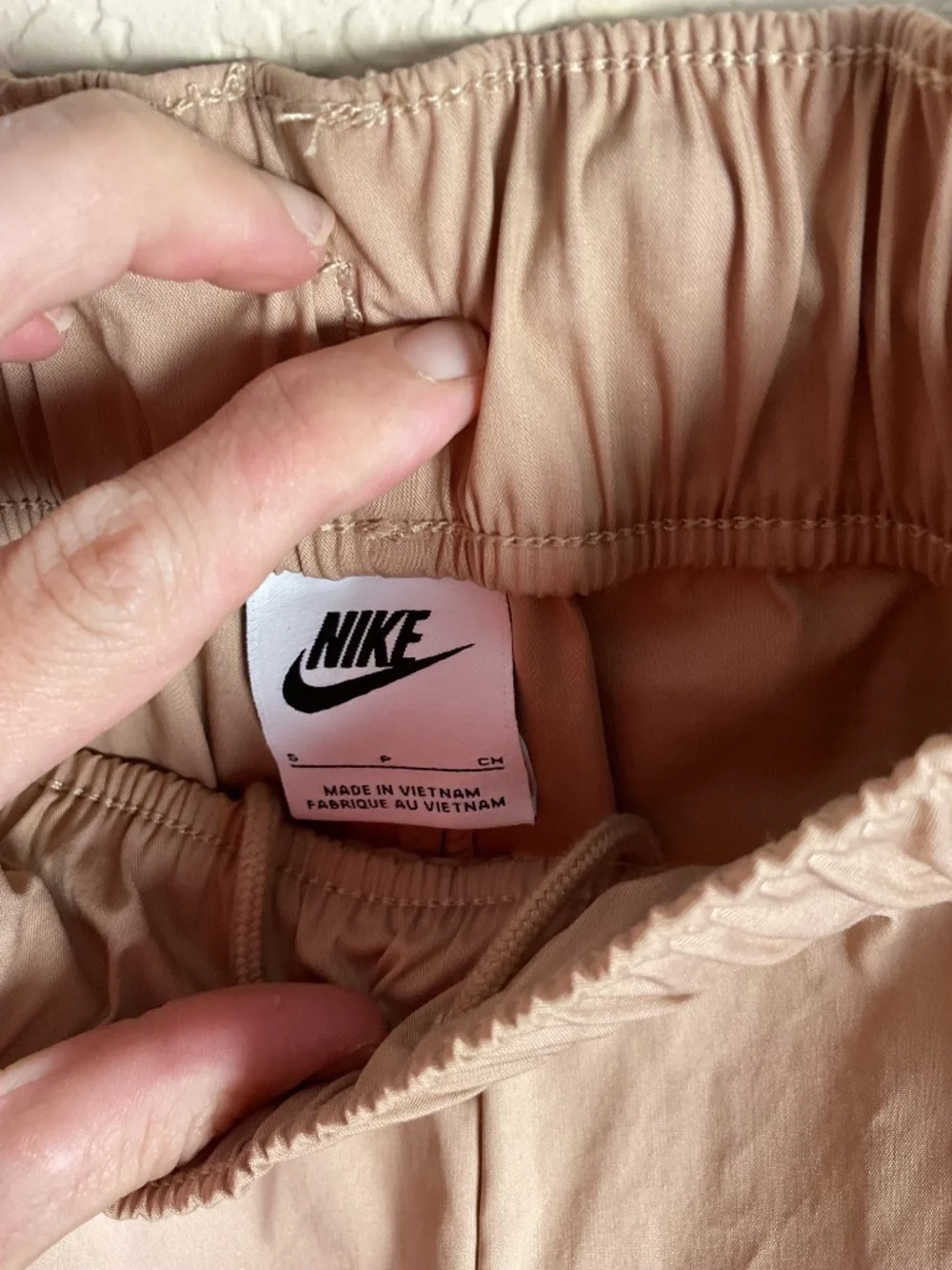 Nike Womens Small Tan Loose Fit High Rise Track Pants Athletic Running NWT